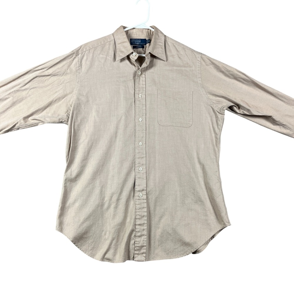 VTG Polo Ralph Lauren Brown Dress Shirt 16 32/33 Classic Fit Long Sleeve Andrew‎